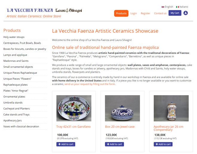 Faenza artistic pottery (majolica) shop 